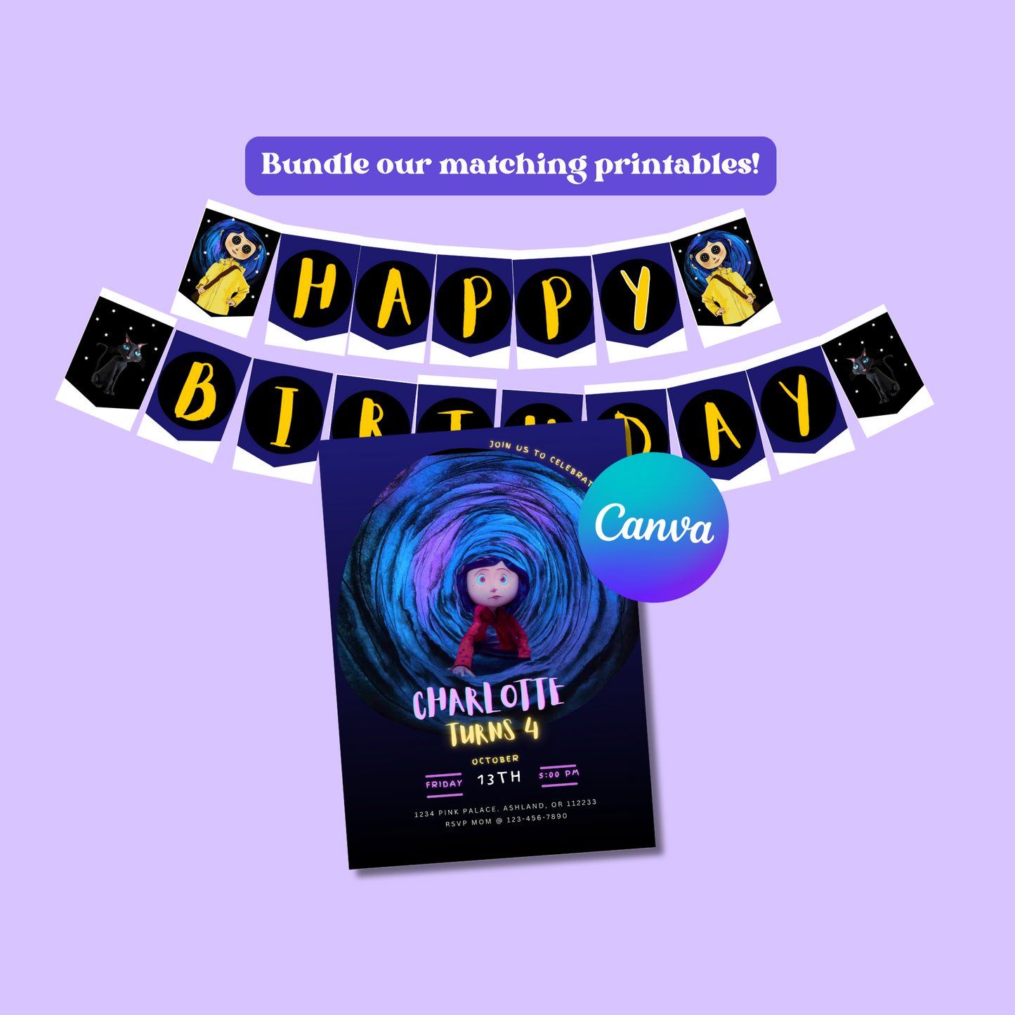 Coraline Activity Placemat Editable Template, Digital Download In Color
