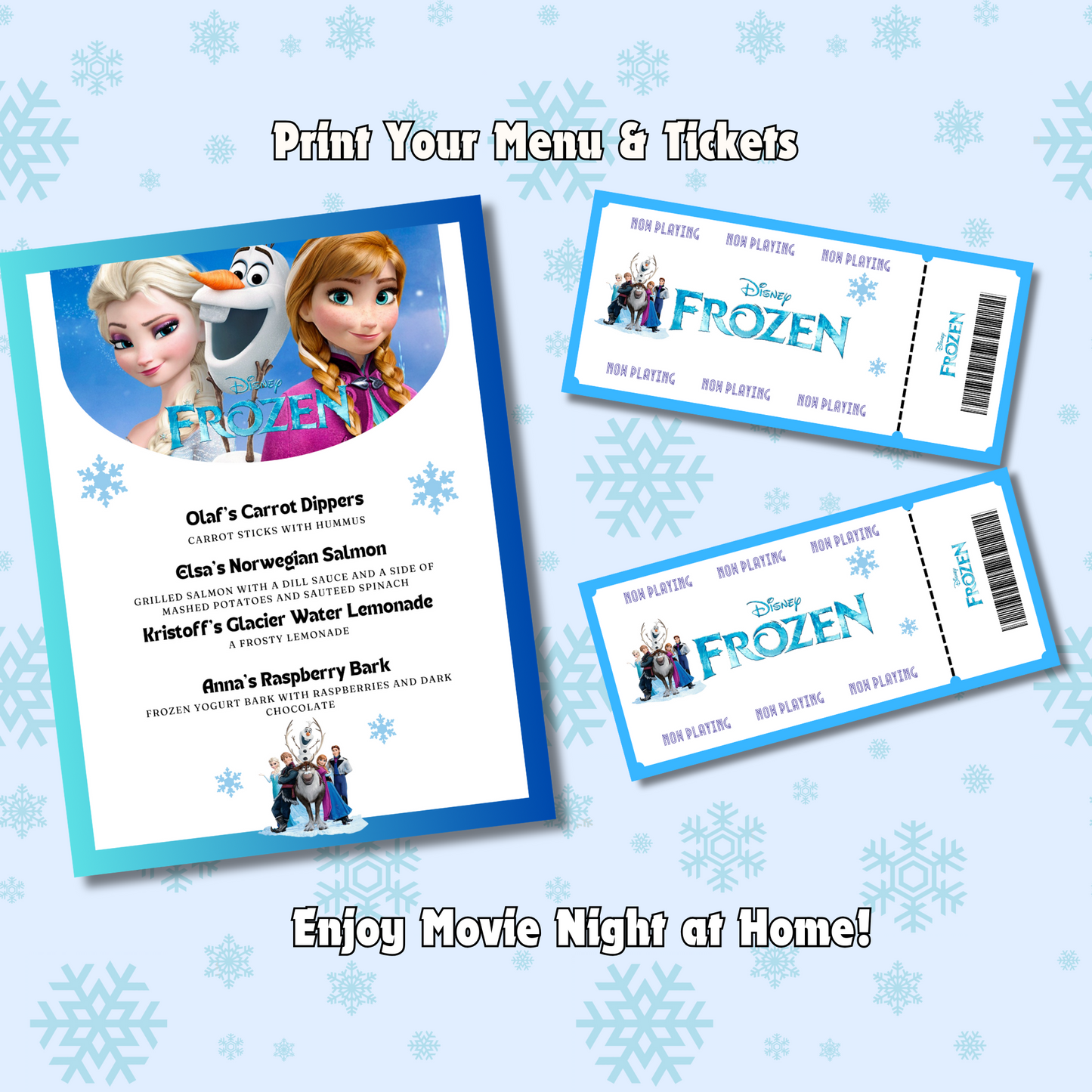 33 Christmas Dinner and a Movie Night Menus & Tickets, Holiday Movie Night Ideas for Family Movie Night, Kid Friendly Editable Menus