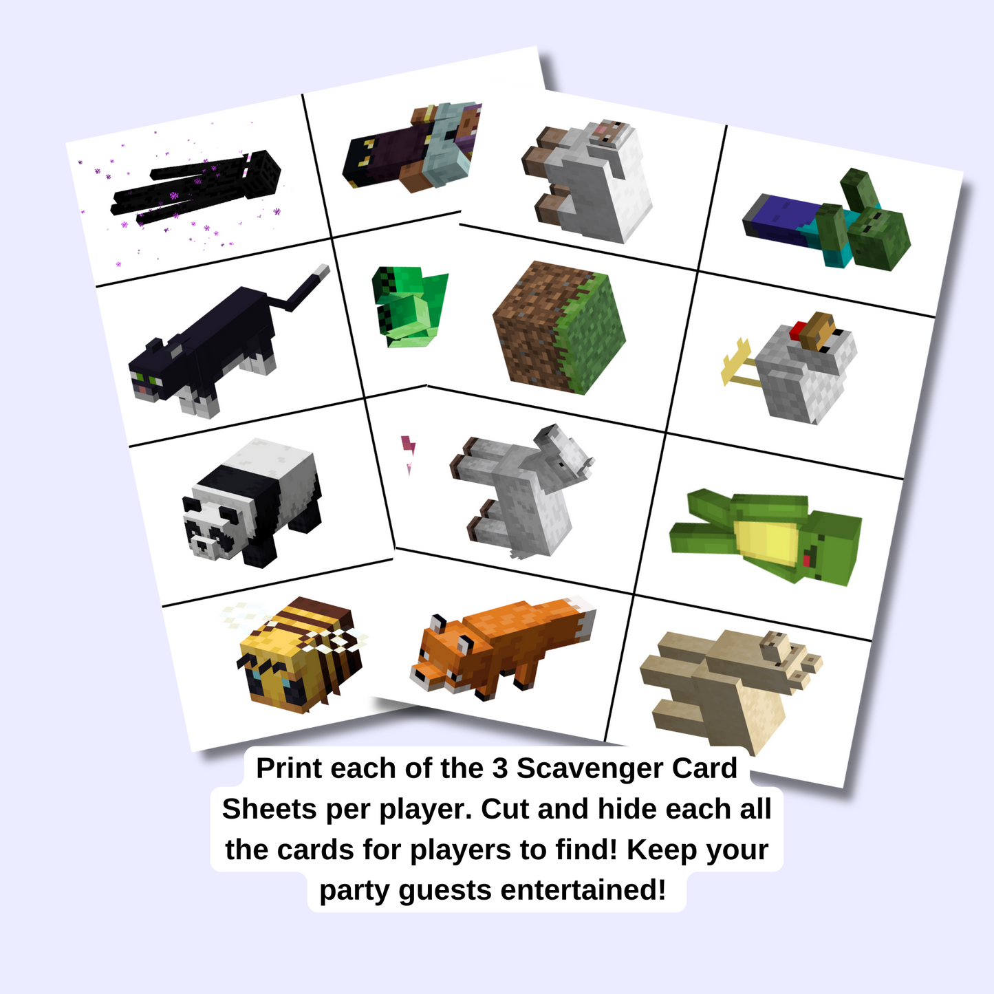 Minecraft Scavenger Hunt Game, Minecraft Friends Birthday Party Parody Printable