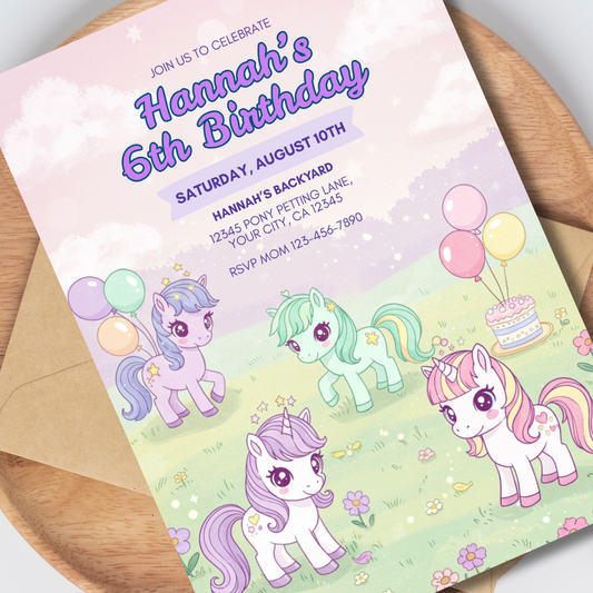 Horse Editable Birthday Invitation, Beautiful Horse Invitation, Cute Gallop on Over Invite, Instant Download 5x7 (Copy)