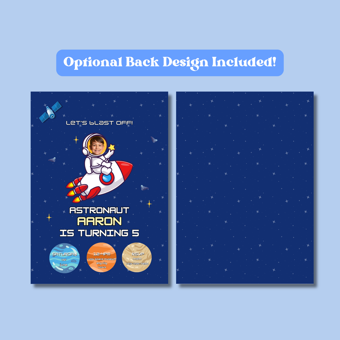 Astronaut Birthday Invitation, Space Party Invite, Editable Galaxy Rocket Template for Kids, Instant Download