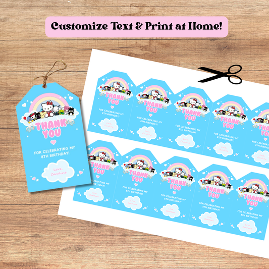 Hello Kitty & Friends Thank You Gift Tag Printable Template