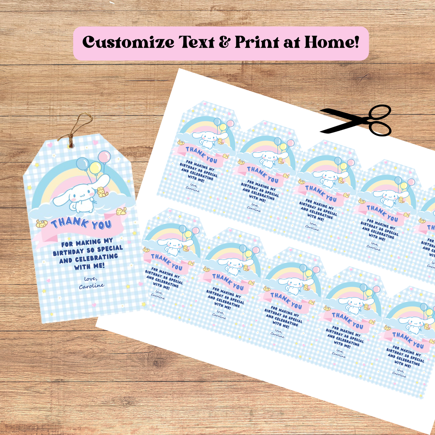 Cinnamoroll Thank You Gift Tag Printable Template