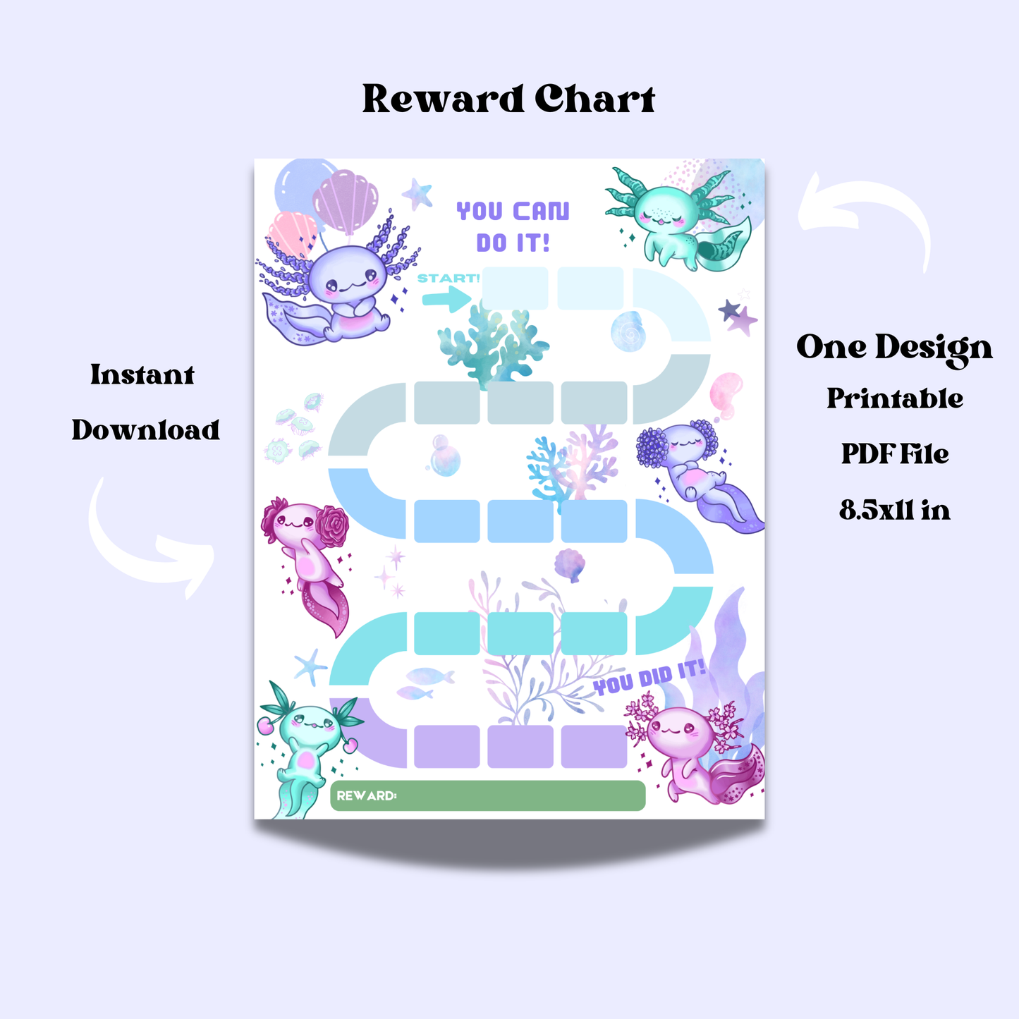 Axolotl Reward Chart Instant Download