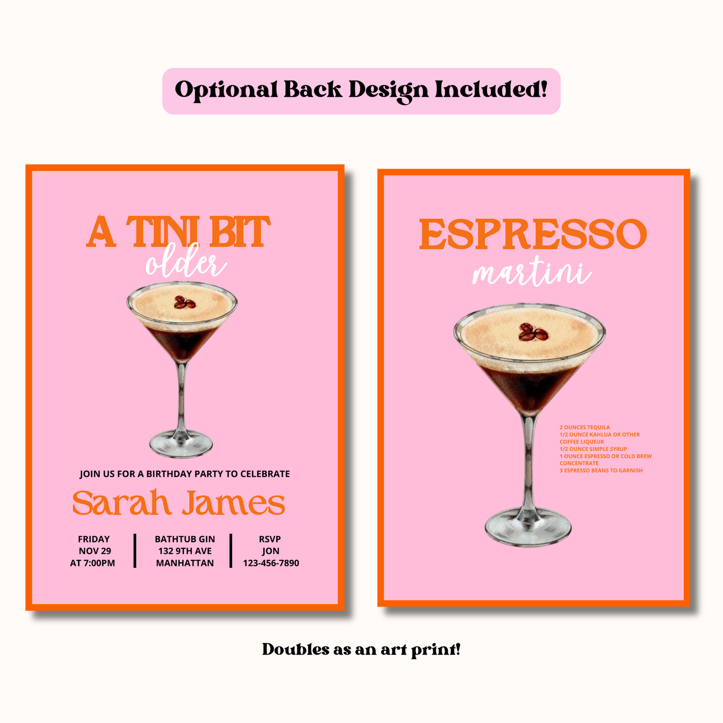 Espresso Martini Invite, A Tini Bit Older Espresso Martini Birthday Invitation Template, Dirty Martini Cocktail Theme, Midcentury Modern Art Print Invite 5x7