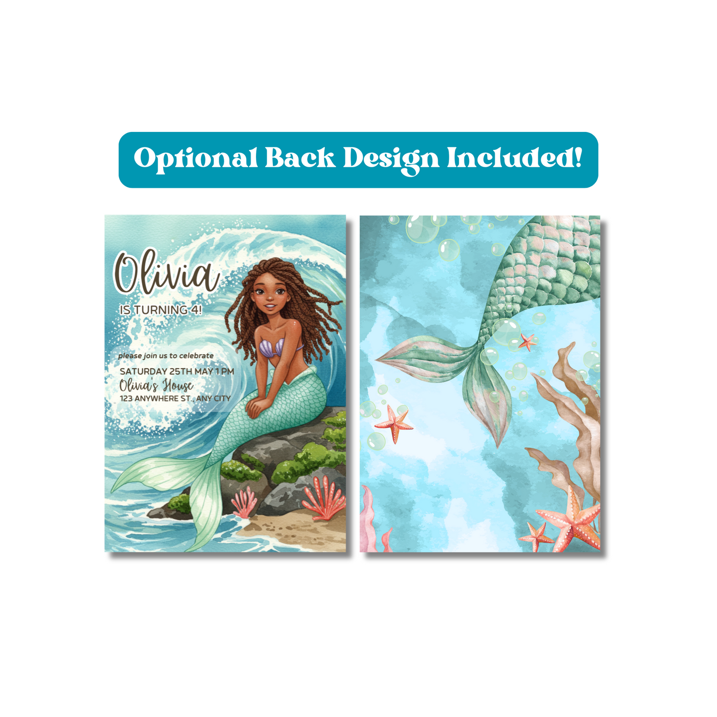 Little Mermaid Birthday Invitation, Princess Ariel Party Invite, Editable Template, Sea Siren Halloween Birthday, 5x7