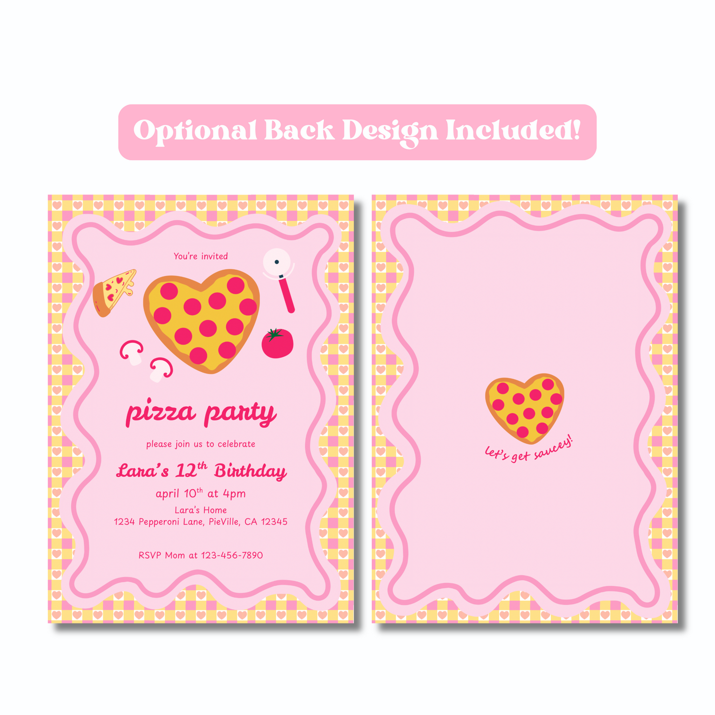 Pizza Party Invite Editable, Pink Girls Pizza Party Invitation, DIY Pizza Party Invite Printable 5x7
