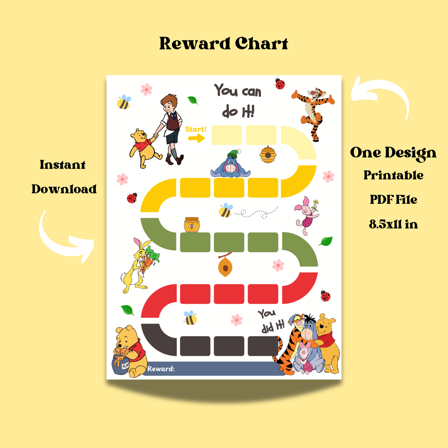 Pooh Bear Reward Chart Instant Download