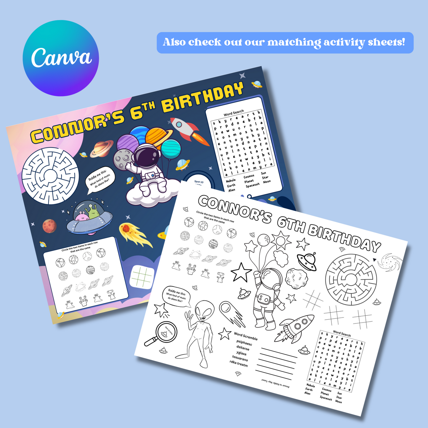 Astronaut Birthday Invitation, Space Party Invite, Editable Galaxy Rocket Template for Kids, Instant Download