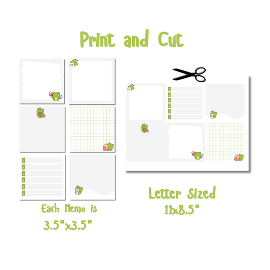 Cute Frog Memo Notes | Printable | Instant Download