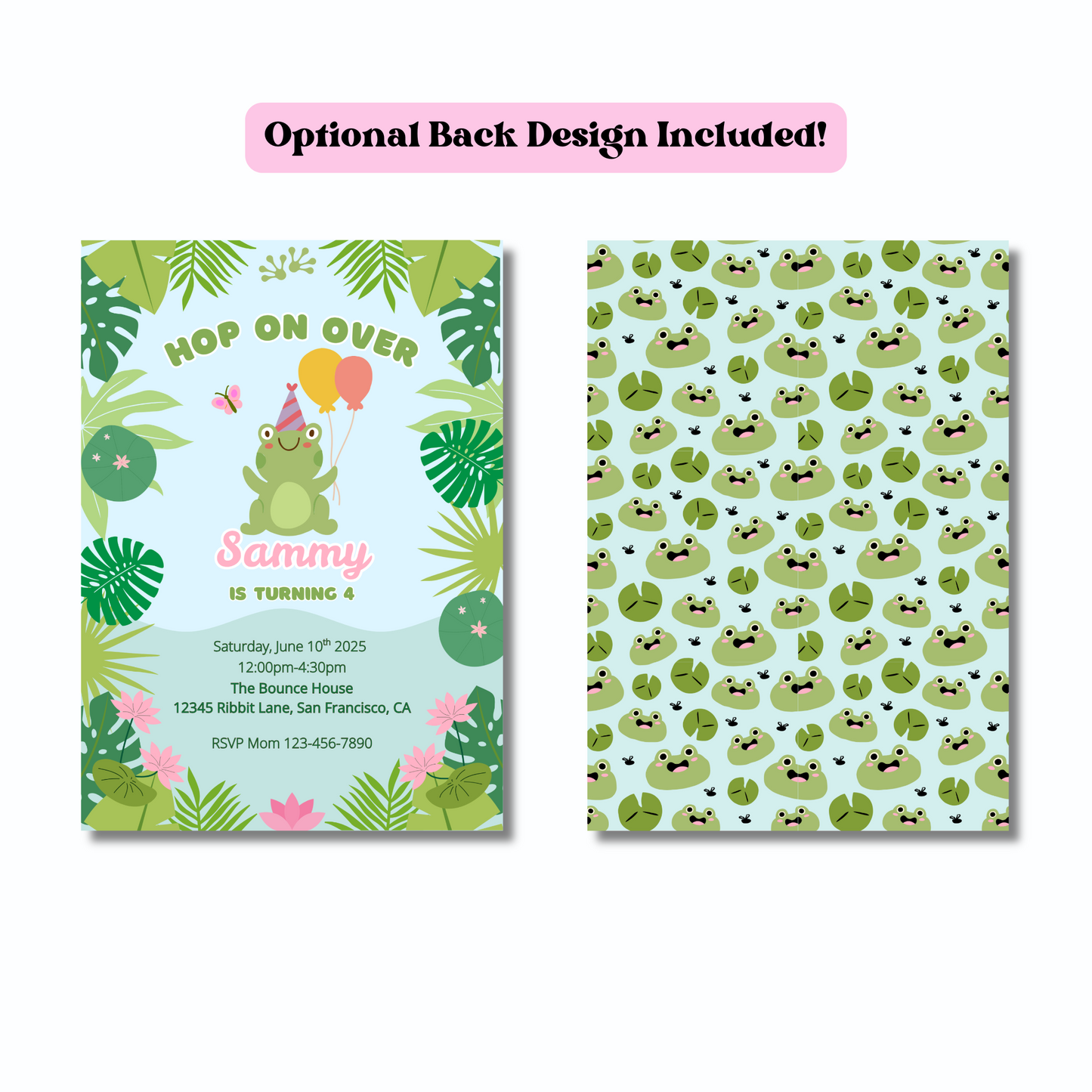 Frog Editable Invitation, Hop On Over Birthday Invite, Froggy Birthday Party, Cute Frog Invite Digital Template, Instant download