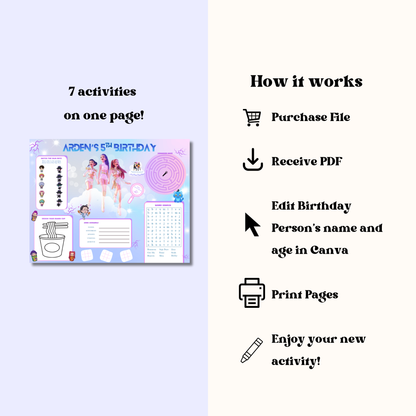 KPop Demon Hunter Activity Placemat In Color