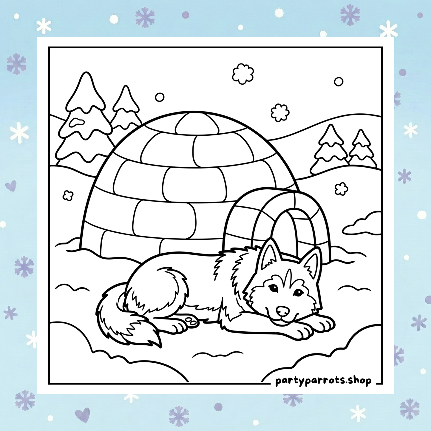 Kawaii Husky: Cozy & Cute Snow Dogs & Puppies Coloring Book