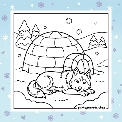Kawaii Husky: Cozy & Cute Snow Dogs & Puppies Coloring Book
