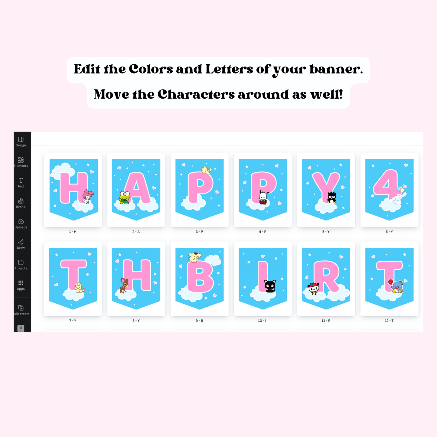Hello Kitty & Friends Birthday Bunting Banner | Instant Download | Printable