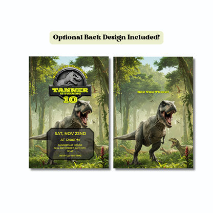 Jurassic Park Dinosaur: Editable 5x7 Birthday Invite (Digital Download)