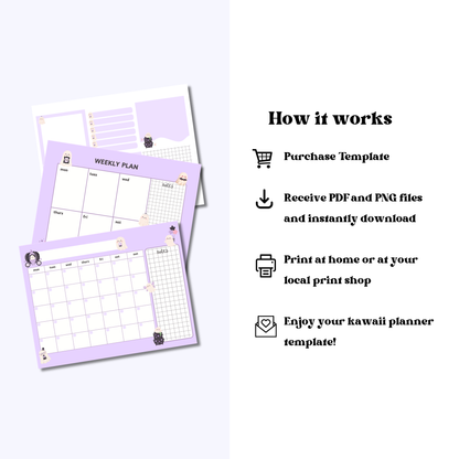 Kawaii Ghosts Digital Planner Set | Calendar, Weekly Planner & Memo Notes