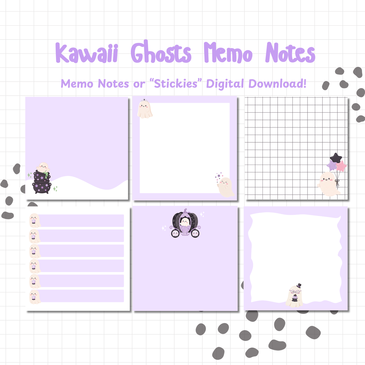 Kawaii Ghost Sticky Notes | Cute Digital & Printable Memo Notepad Sheet