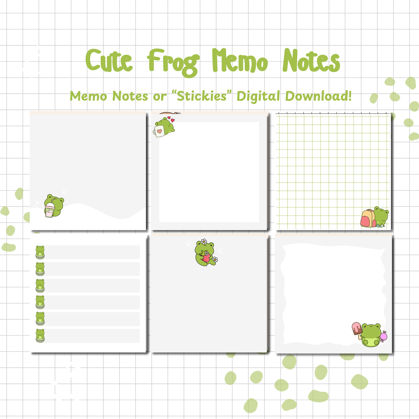 Cute Frog Memo Notes | Printable | Instant Download
