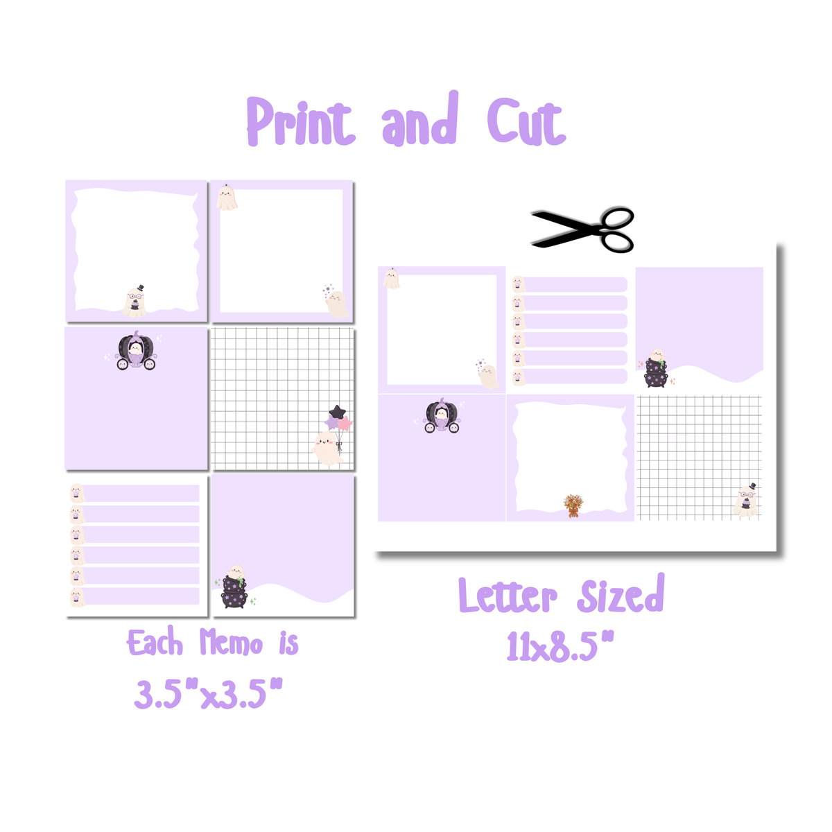 Kawaii Ghost Sticky Notes | Cute Digital & Printable Memo Notepad Sheet