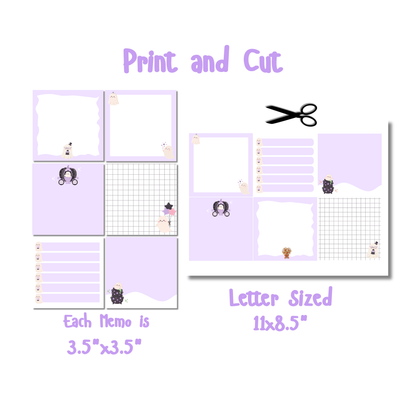 Kawaii Ghost Sticky Notes | Cute Digital & Printable Memo Notepad Sheet