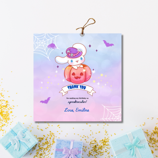 Halloween Cinnamoroll Thank You Tags: Spooky Kawaii Favor Tags 3x3 (Instant Download)