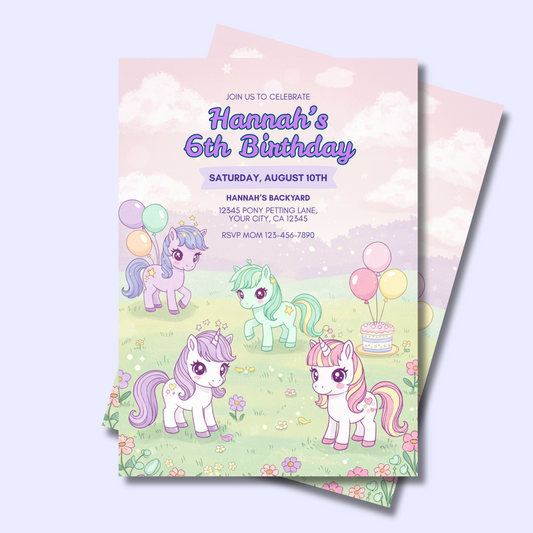 Horse Editable Birthday Invitation, Beautiful Horse Invitation, Cute Gallop on Over Invite, Instant Download 5x7 (Copy)