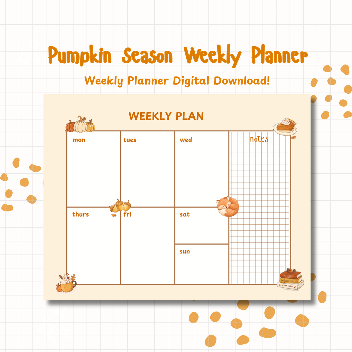 Pumpkin Season Weekly Planner | Aesthetic Digital & Printable Week Organizer