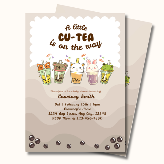 Boba Cu-Tea Editable 5x7 Birthday Invite (Digital Download)