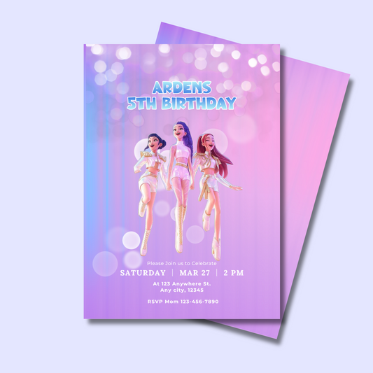 Kpop Demon Hunter Birthday Invitation, KPop Huntrx Birthday Party Invite, Digital Editable Template, Kpop Concert Birthday Printable