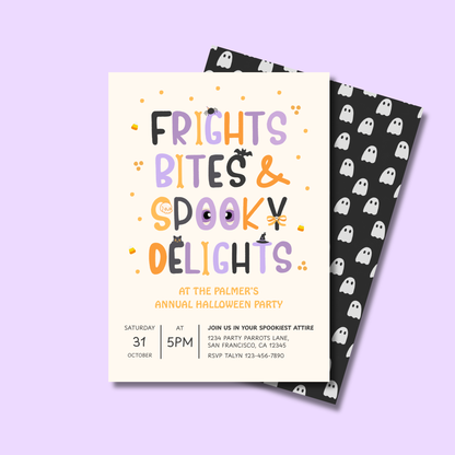 Frights, Bites & Spooky Delights Halloween Party Invitation 👻 Editable Digital Invite