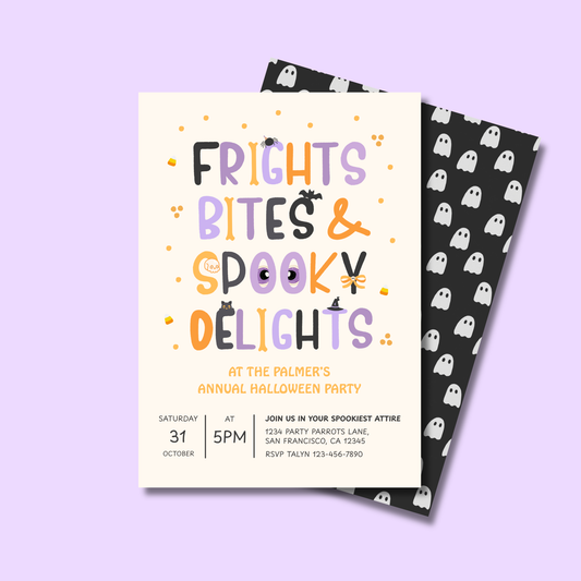 Frights, Bites & Spooky Delights Halloween Party Invitation 👻 Editable Digital Invite