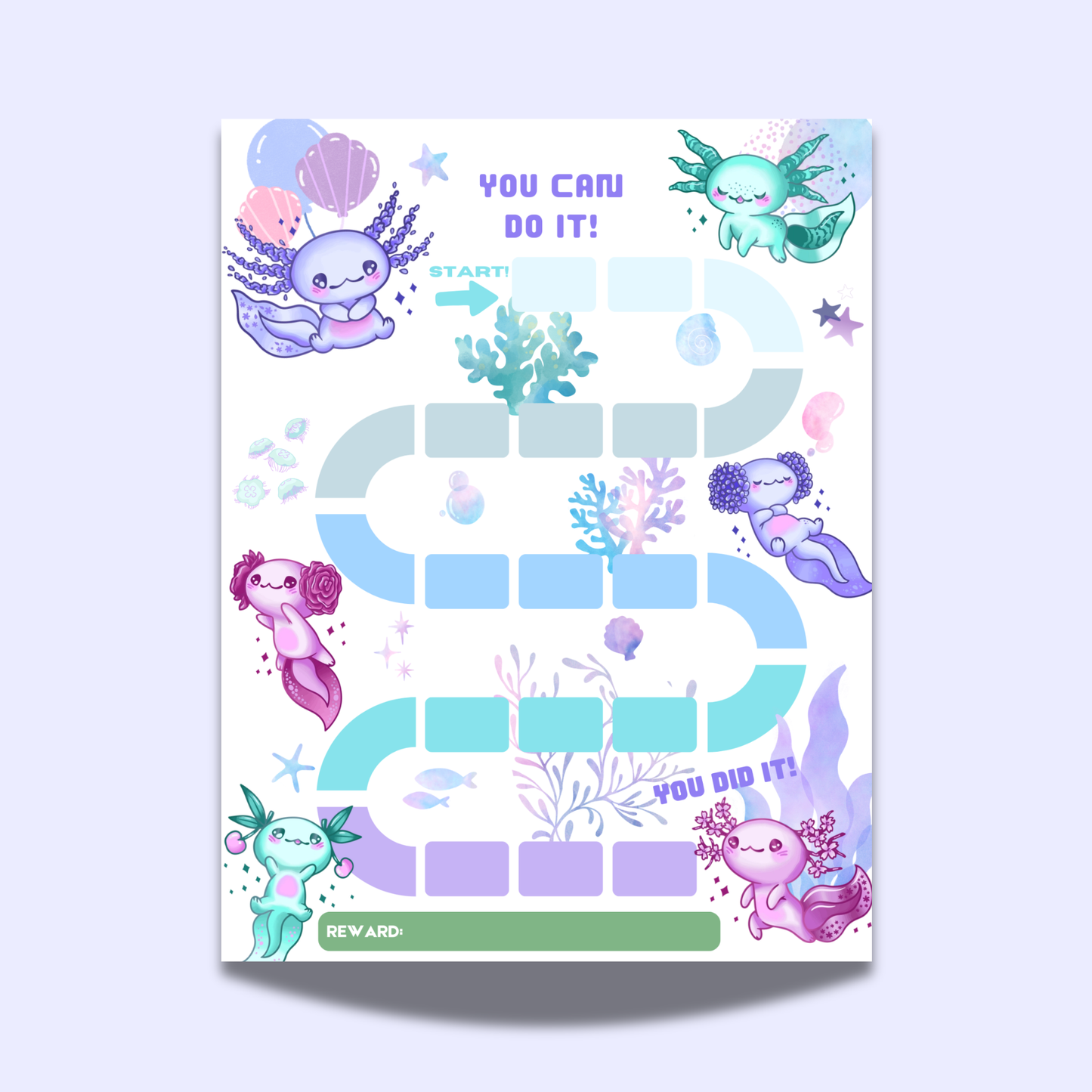 Axolotl Reward Chart Instant Download