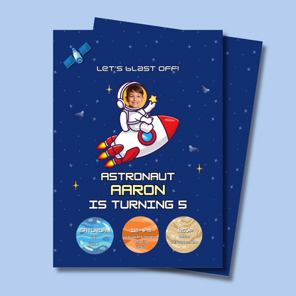 Astronaut Birthday Invitation, Space Party Invite, Editable Galaxy Rocket Template for Kids, Instant Download