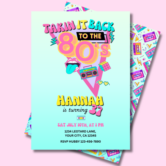 80's Editable Birthday Invite, Retro Disco Dance Birthday Invitation, Throwback Dance Party Invite 5x7