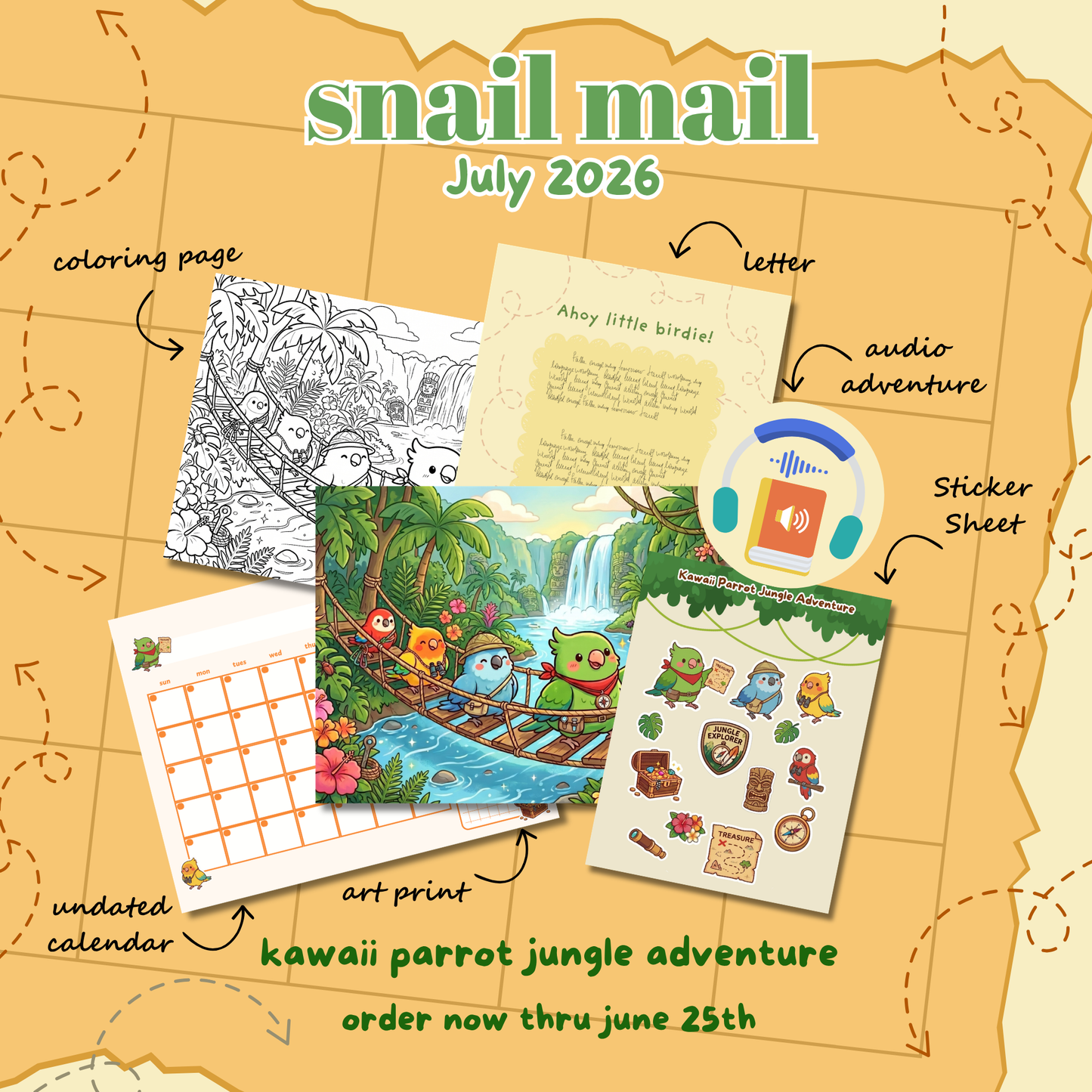Kawaii Parrot Snail Mail Subscription