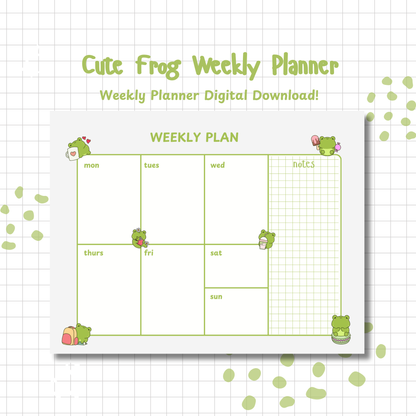 Cute Frog Weekly Planner | Printable | Instant Download