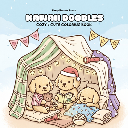 Kawaii Doodles: Cozy & Cute Golden Doodles & Puppies Coloring Book