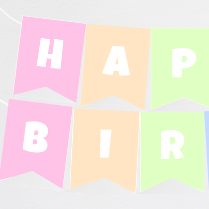 Pastel Ombre Birthday Bunting Banner | Instant Download | Printable