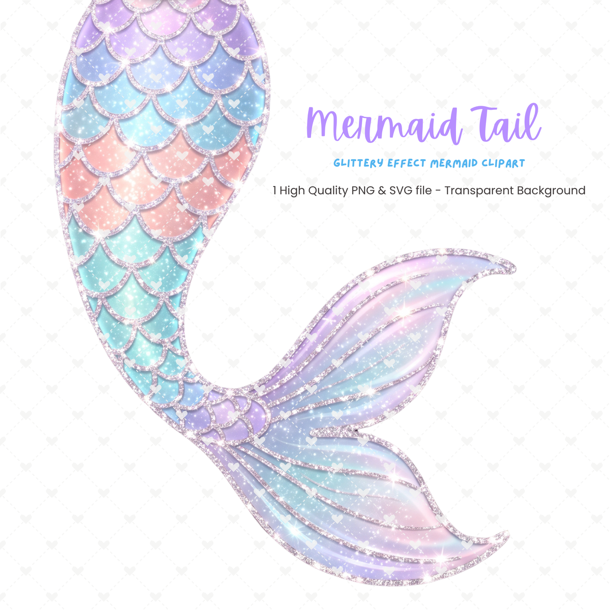 Mermaid Tail Clipart | 1 PNG SVG File | Glittery Effect Mermaid Tail Clipart | Under the Sea PNG | Cricut & Sublimation Designs