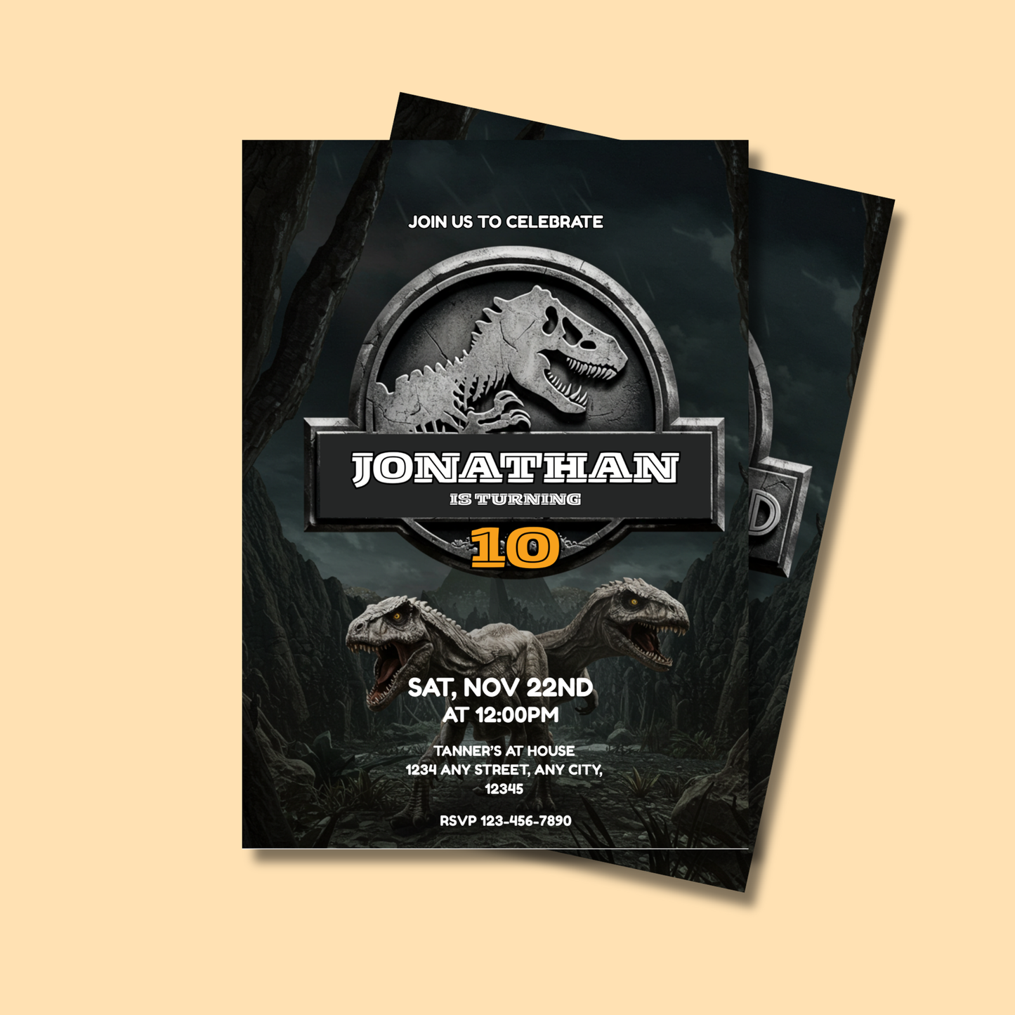 Jurassic World Dinosaur: Editable 5x7 Birthday Invite (Digital Download)
