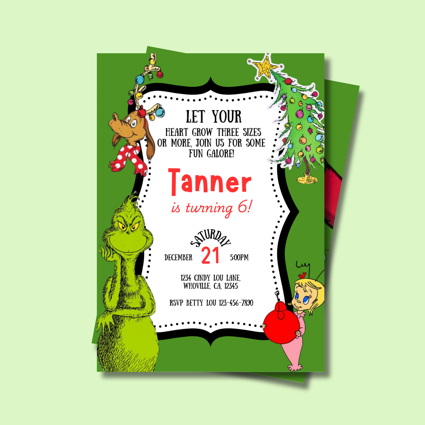 Grinchmas Whoville Invitation: Editable 5x7 Birthday Invite (Digital Download)