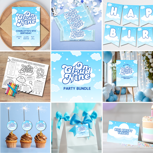 On Cloud 9 Birthday Party Bundle | Instant Download | Print at Home