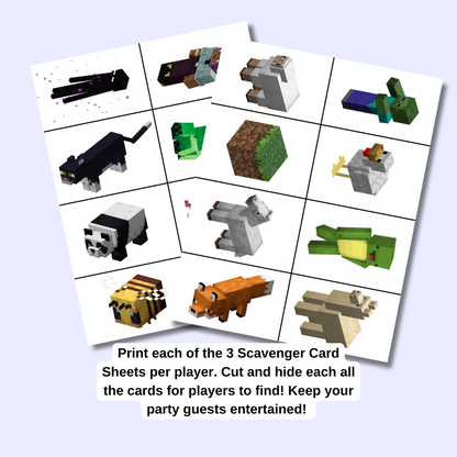 Minecraft Scavenger Hunt Game, Minecraft Friends Birthday Party Parody Printable