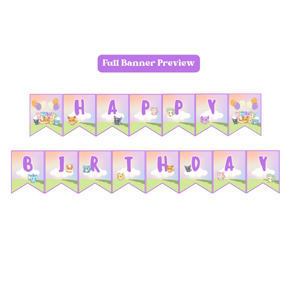 Eevee Birthday Banner Editable, Eeveelutions Pokemon Bunting Banner Printable