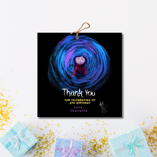 Coraline Thank You Tags: Spooky Cute Favor Tags 3x3 (Instant Download)