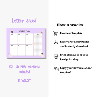 Kawaii Ghosts Weekly Digital Planner | Undated iPad & Printable Weekly Organizer