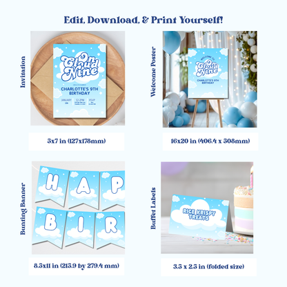 On Cloud 9 Birthday Party Bundle | Instant Download | Print at Home