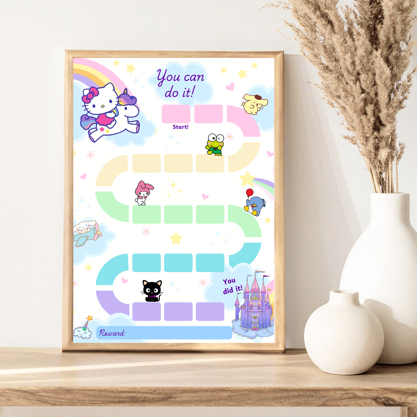 Unicorn Hello Kitty Reward Chart Instant Download