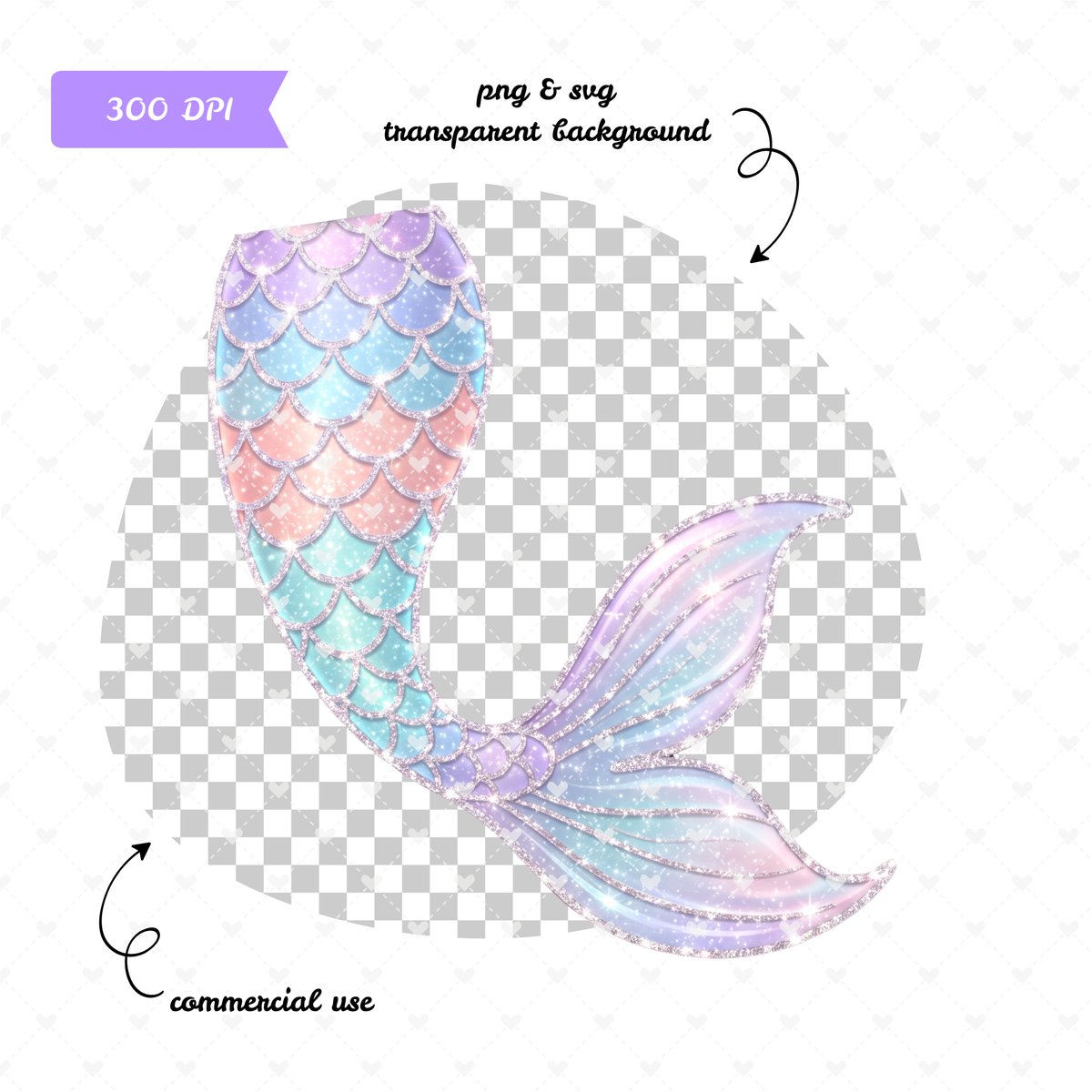 Mermaid Tail Clipart | 1 PNG SVG File | Glittery Effect Mermaid Tail Clipart | Under the Sea PNG | Cricut & Sublimation Designs